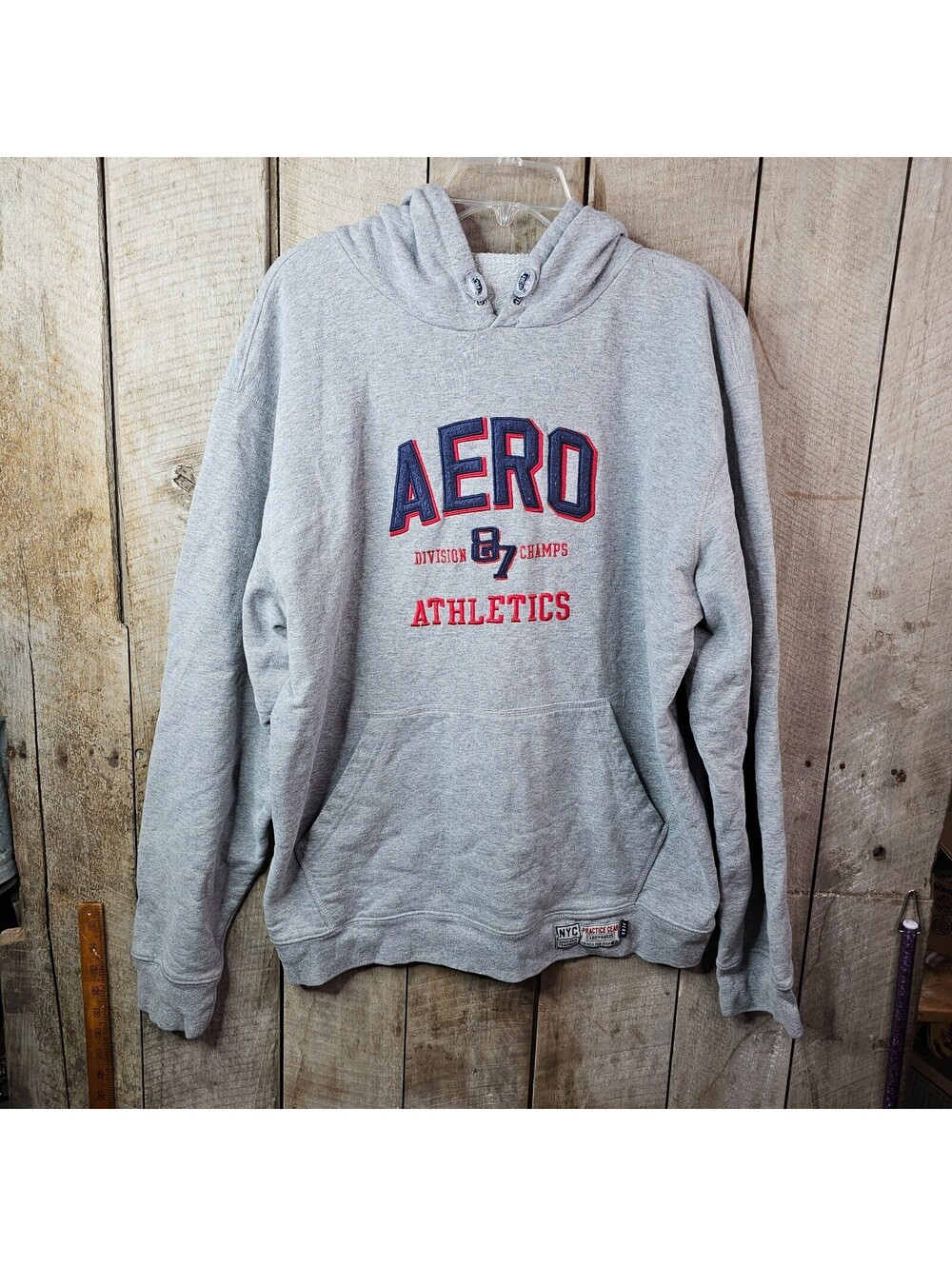 Aeropostale Men's XL Gray Pullover Hoodie AERO Athletics Logo Sweatshirt